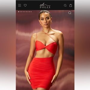 Oh Polly red ruched dress